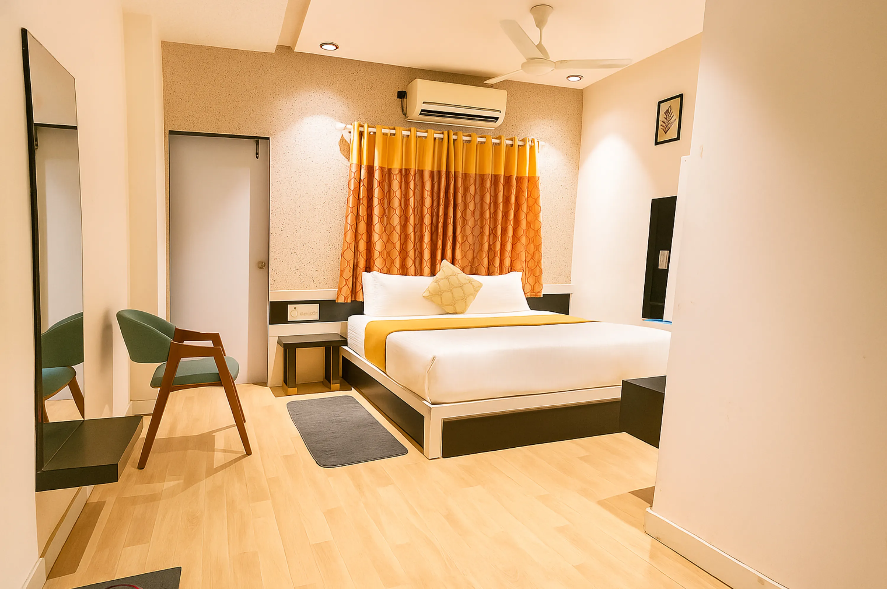 Modern double bed room at Hotel Vrajbhoomi Somnath