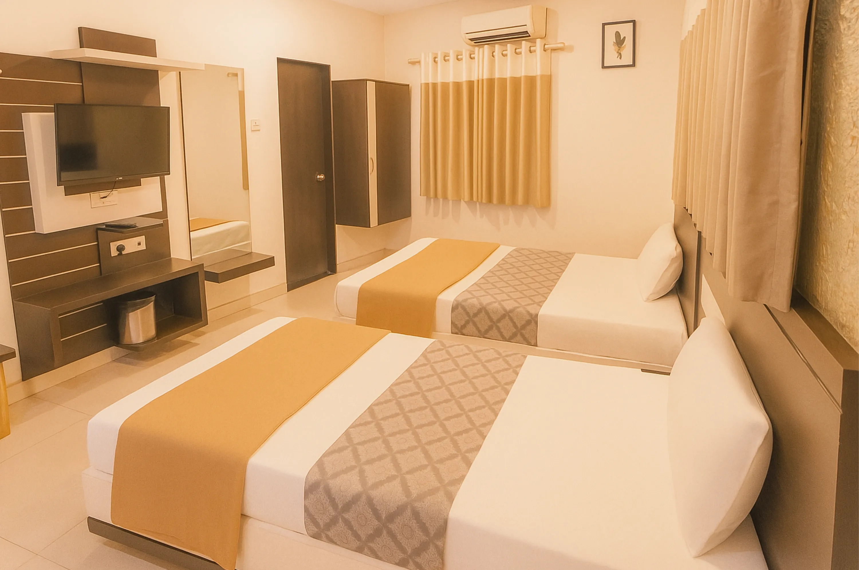 Deluxe triple bed room near Somnath Temple with modern design